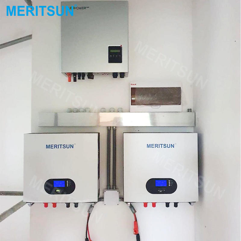 MeritSun Power Wall Off Grid Hybrid Inverter Solar power energy wall battery LiFePO4 48V 150Ah 10KWh Lithium Battery