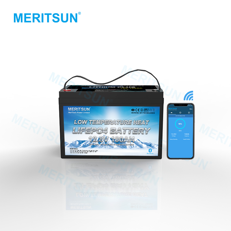 Meritsun 12V Lifepo4 Lithium 100Ah Battery With Heated Function For Low Temperature Applications