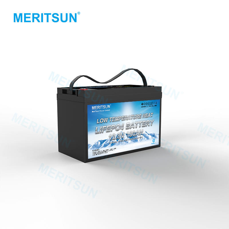 MERITSUN 12V lithium ion solar battery 12V 100Ah RV LiFePo4 Battery Pack builtin Lowtemp protect BMS