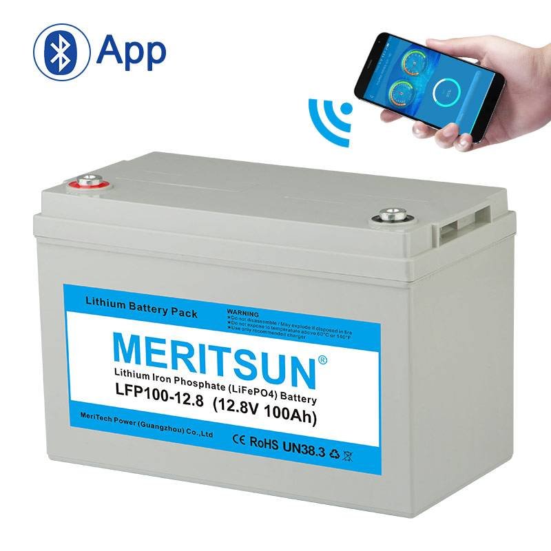 MERITSUN APP Bluetooth Control 12V 100Ah Solar Li-ion Lipo LiFePO4 Lithium Battery Pack 12V / 24V LiFePO4 Battery image15